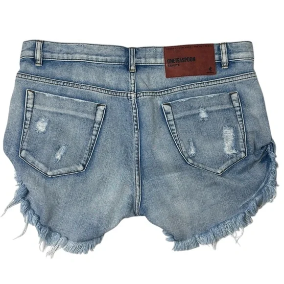One Teaspoon Bandits Distressed Denim Shorts Sz 31 Slouchy Cutoff Jean Shorts - Picture 2 of 11